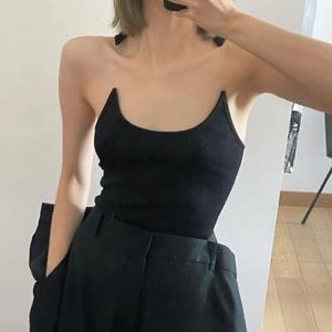 y/project invisible strap ribbed tank top in black